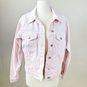 Oversized Trucker Style Denim Jacket in Light Pink Size Small